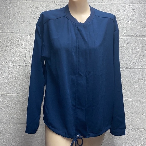 Laura Scott zipper navy blue top small - Picture 1 of 8